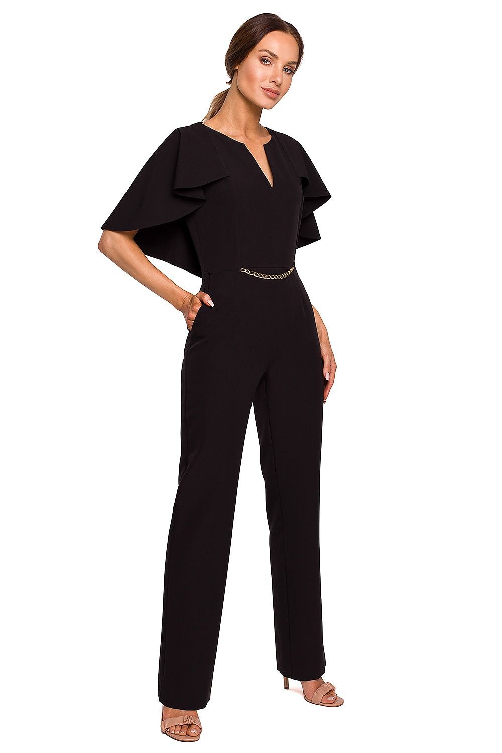 Feminine Cape Detailed Pantsuit Moe