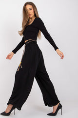 High-Waisted Wide-Leg Viscose Trousers Och Bella