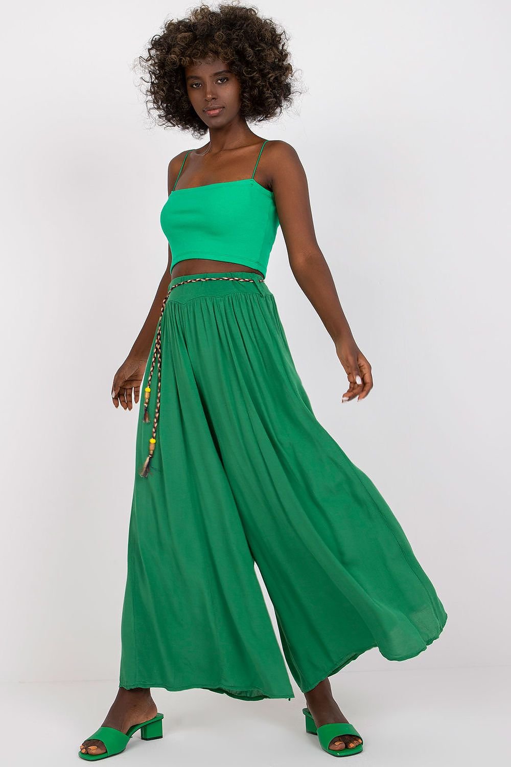 High-Waisted Wide-Leg Viscose Trousers Och Bella