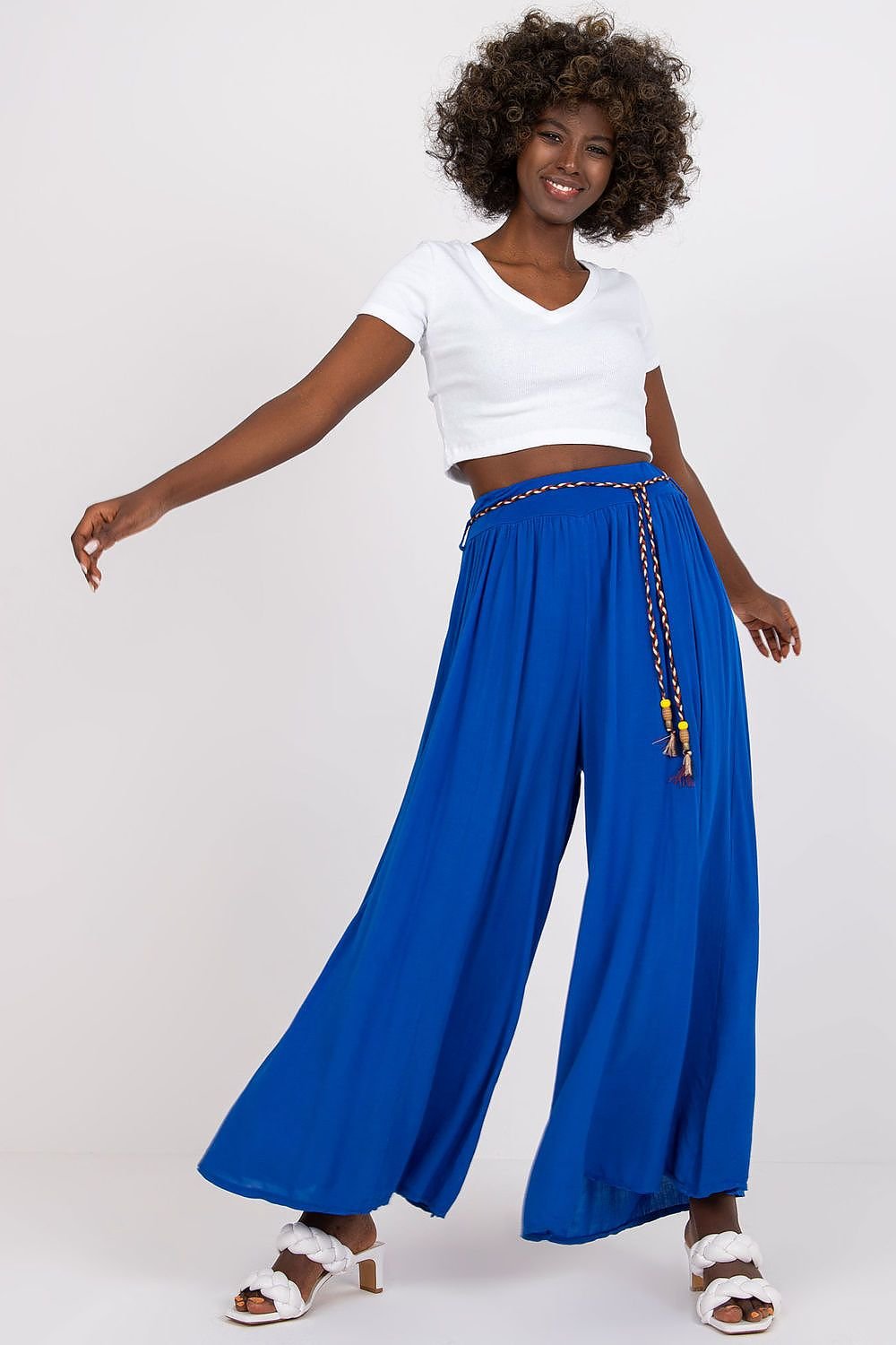 High-Waisted Wide-Leg Viscose Trousers Och Bella