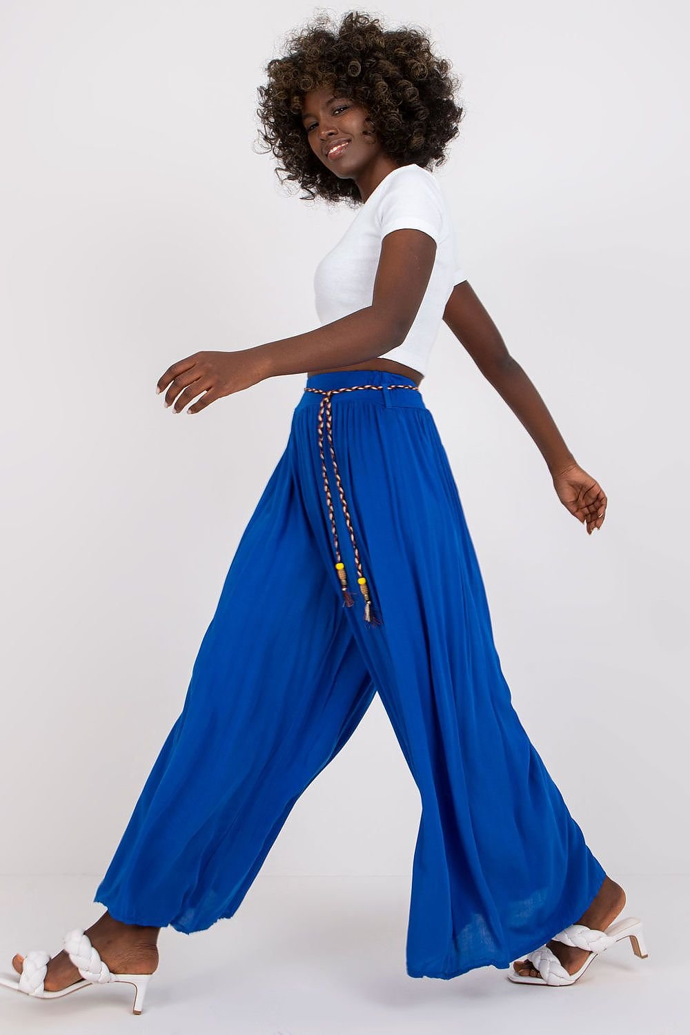 High-Waisted Wide-Leg Viscose Trousers Och Bella