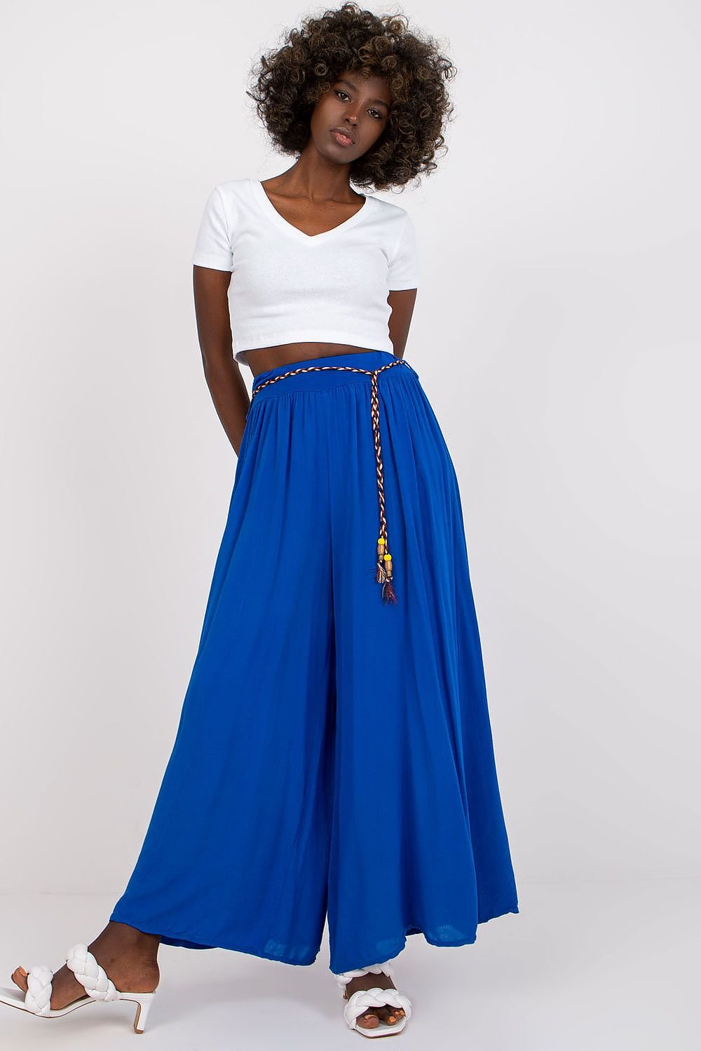 High-Waisted Wide-Leg Viscose Trousers Och Bella