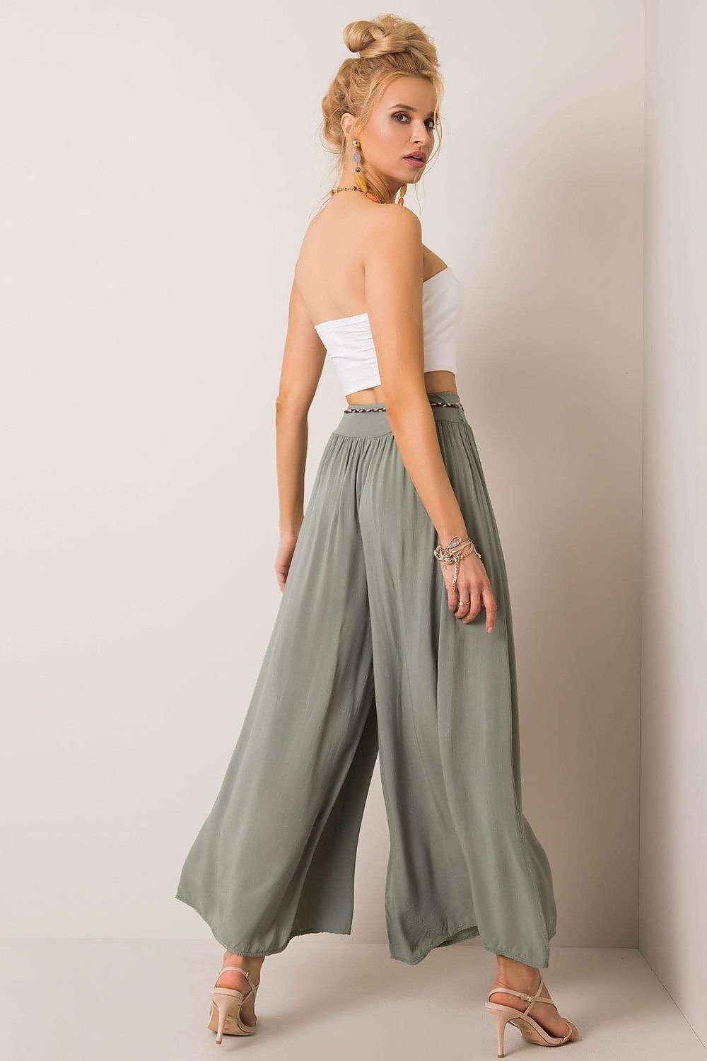 High-Waisted Wide-Leg Viscose Trousers Och Bella