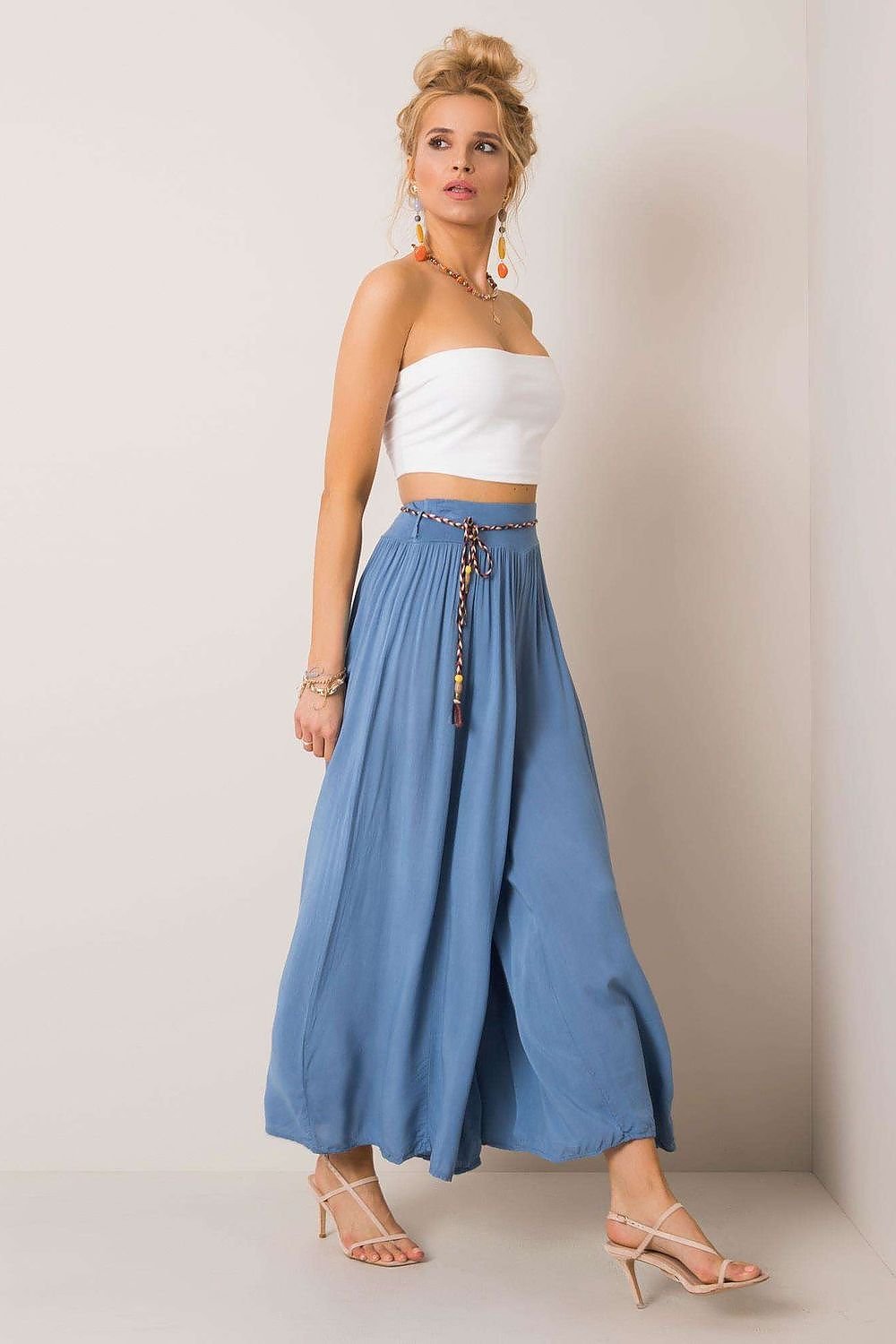 High-Waisted Wide-Leg Viscose Trousers Och Bella