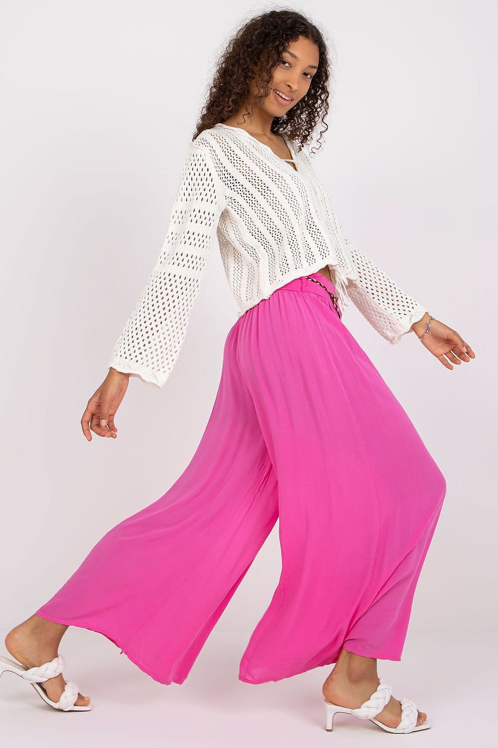 High-Waisted Wide-Leg Viscose Trousers Och Bella