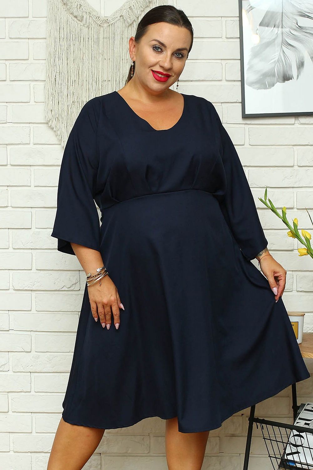 Elegant Flared Sleeve Plus Size Dress Karko