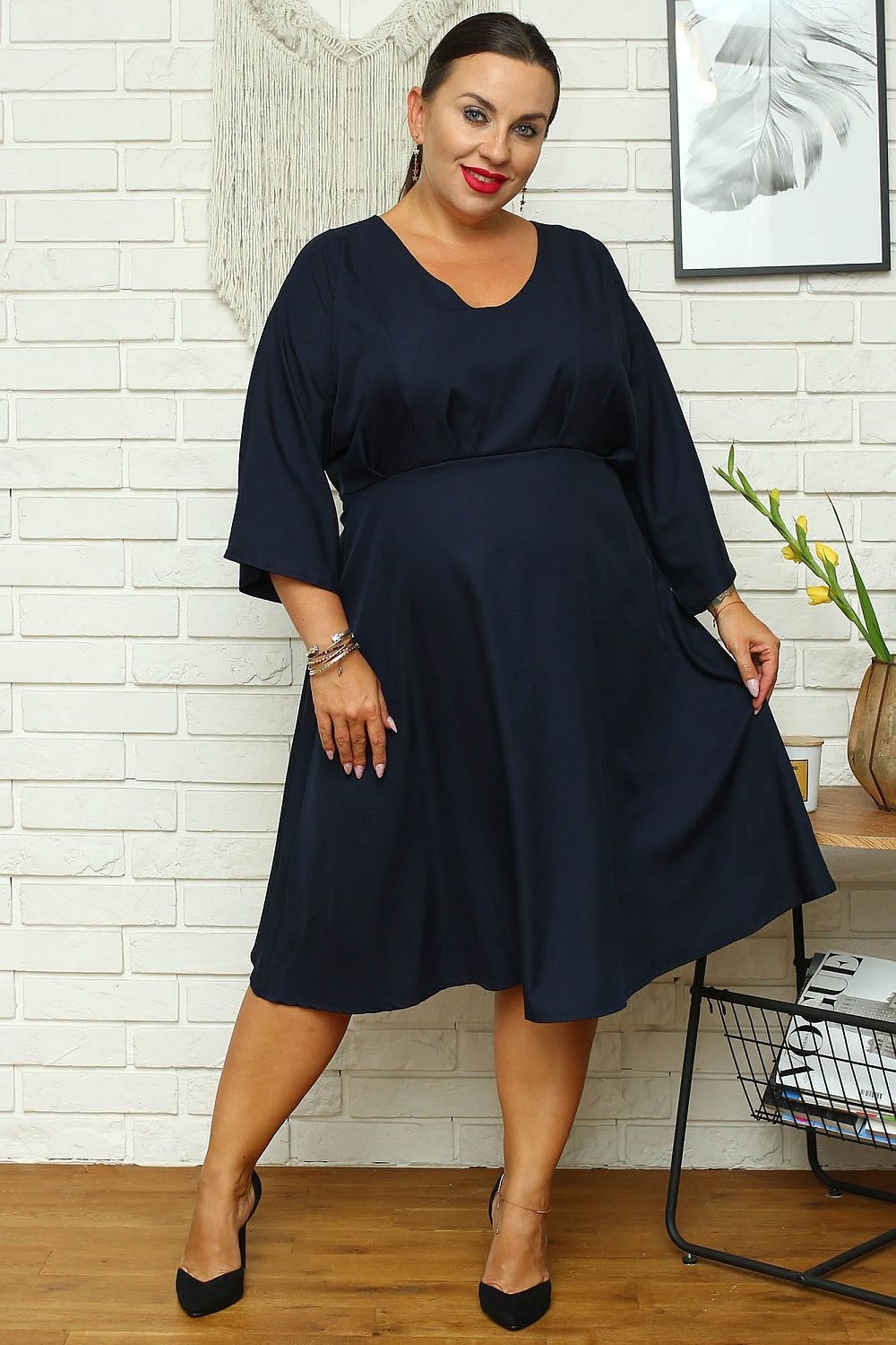 Elegant Flared Sleeve Plus Size Dress Karko