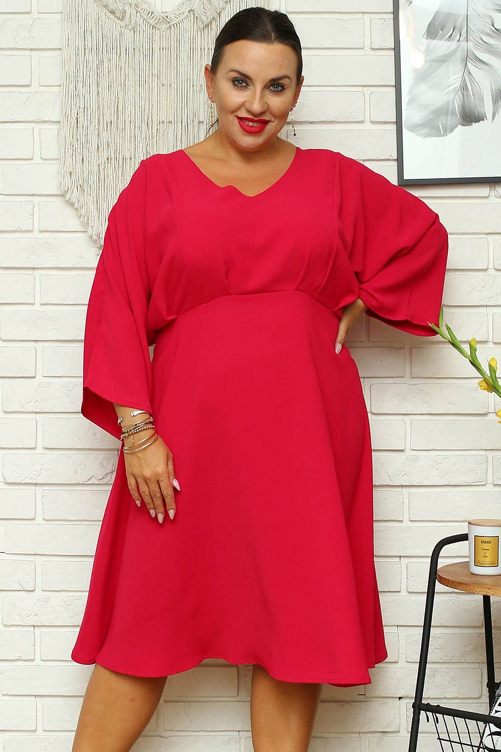 Elegant Flared Sleeve Plus Size Dress Karko