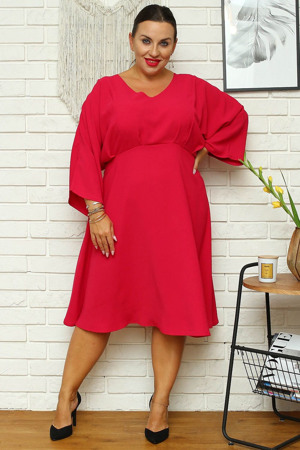 Elegant Flared Sleeve Plus Size Dress Karko