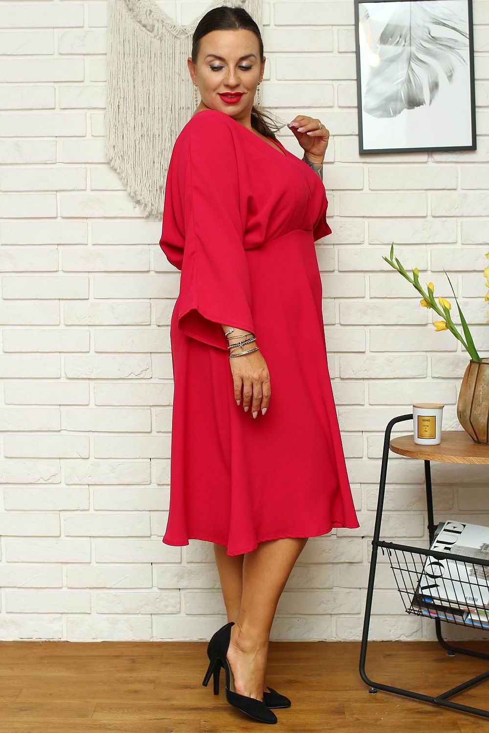 Elegant Flared Sleeve Plus Size Dress Karko