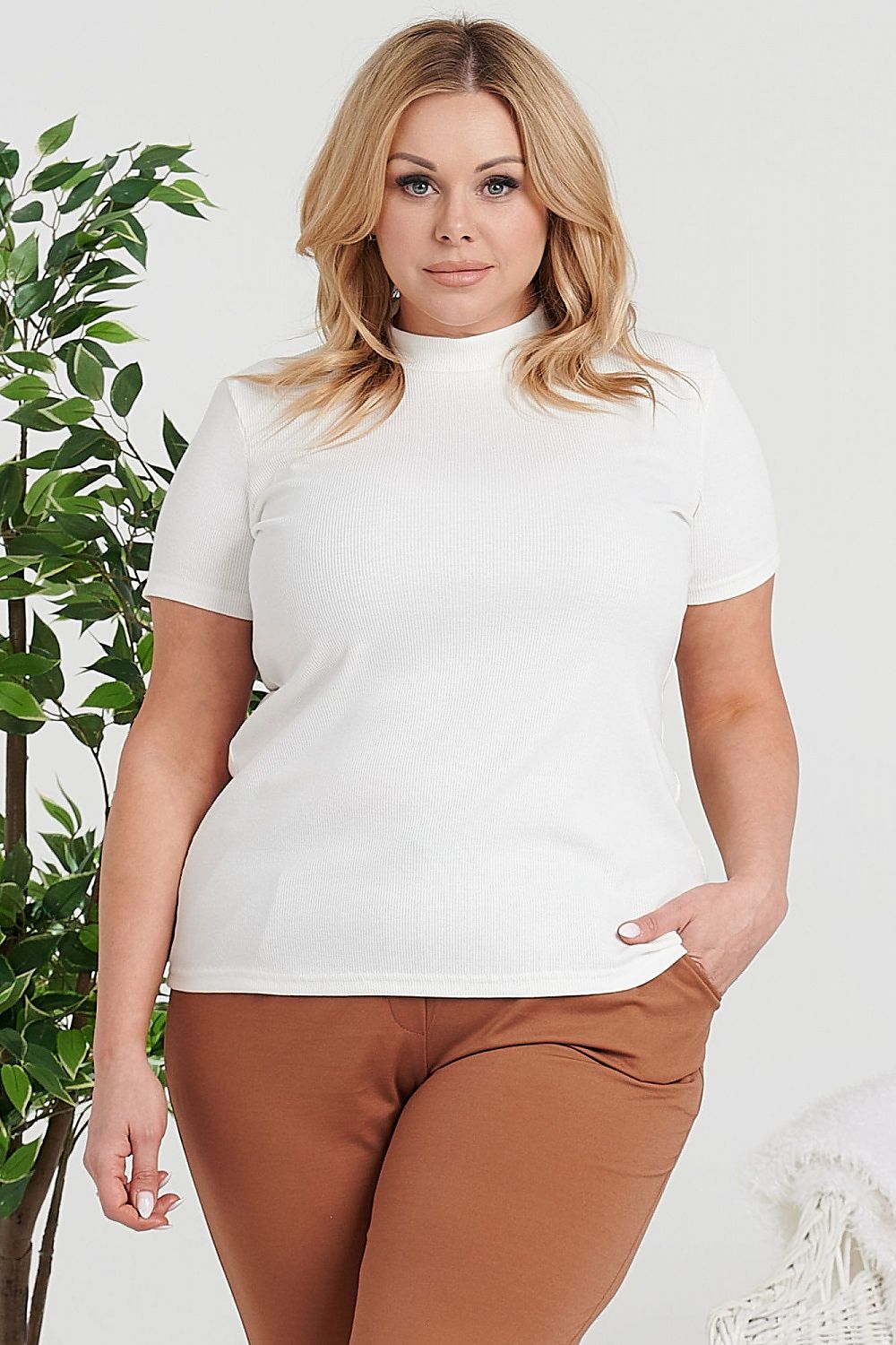 Stylish Half Turtleneck Plus Size Blouse Karko