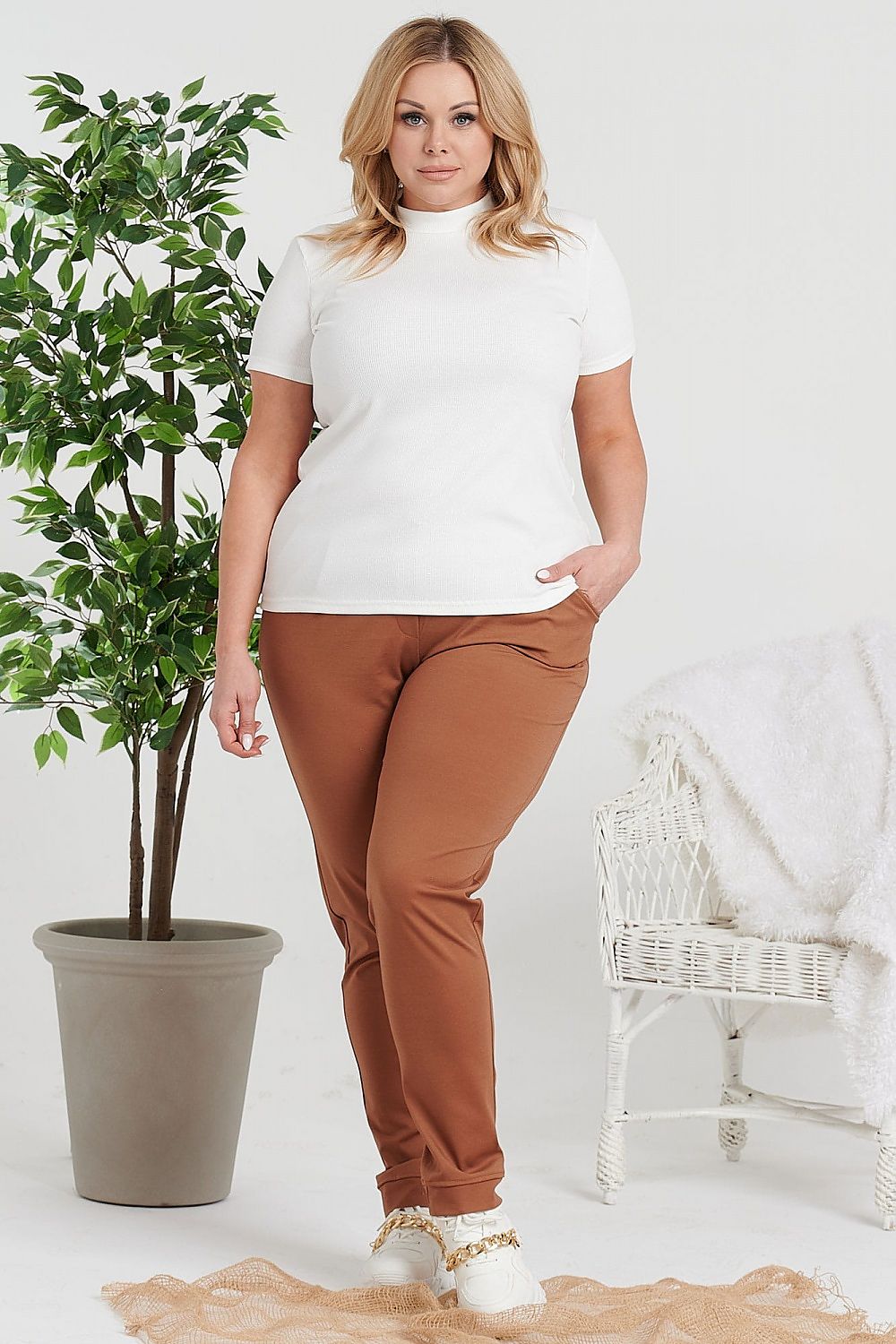 Stylish Half Turtleneck Plus Size Blouse Karko