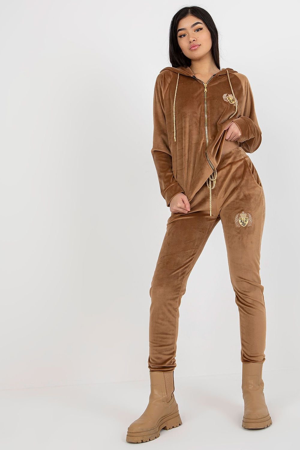 Embroidered Velour Sweatshirt And Pants Set