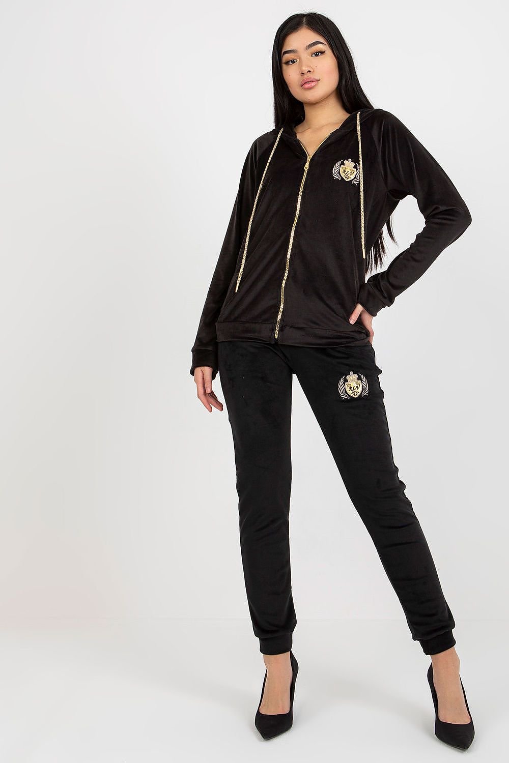 Embroidered Velour Sweatshirt And Pants Set