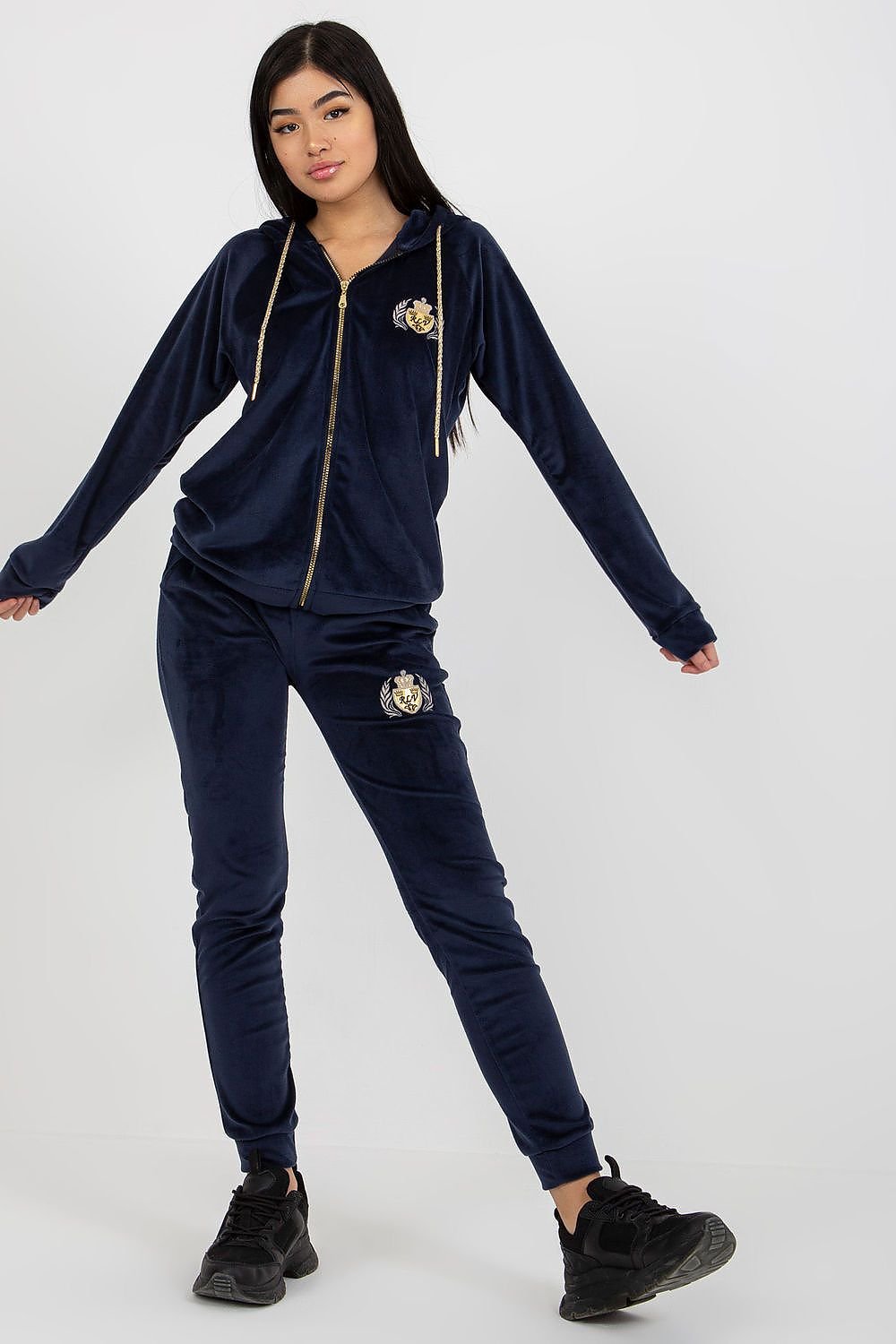 Embroidered Velour Sweatshirt And Pants Set