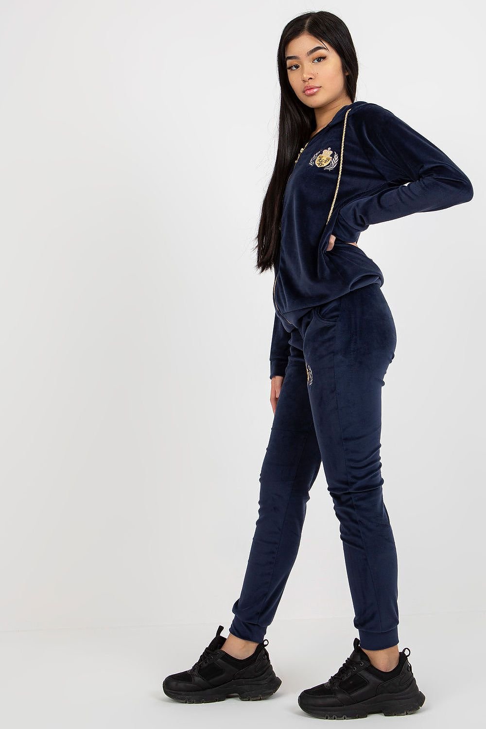 Embroidered Velour Sweatshirt And Pants Set