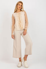 Elegant Blouse With Mesh Sleeves Lakerta