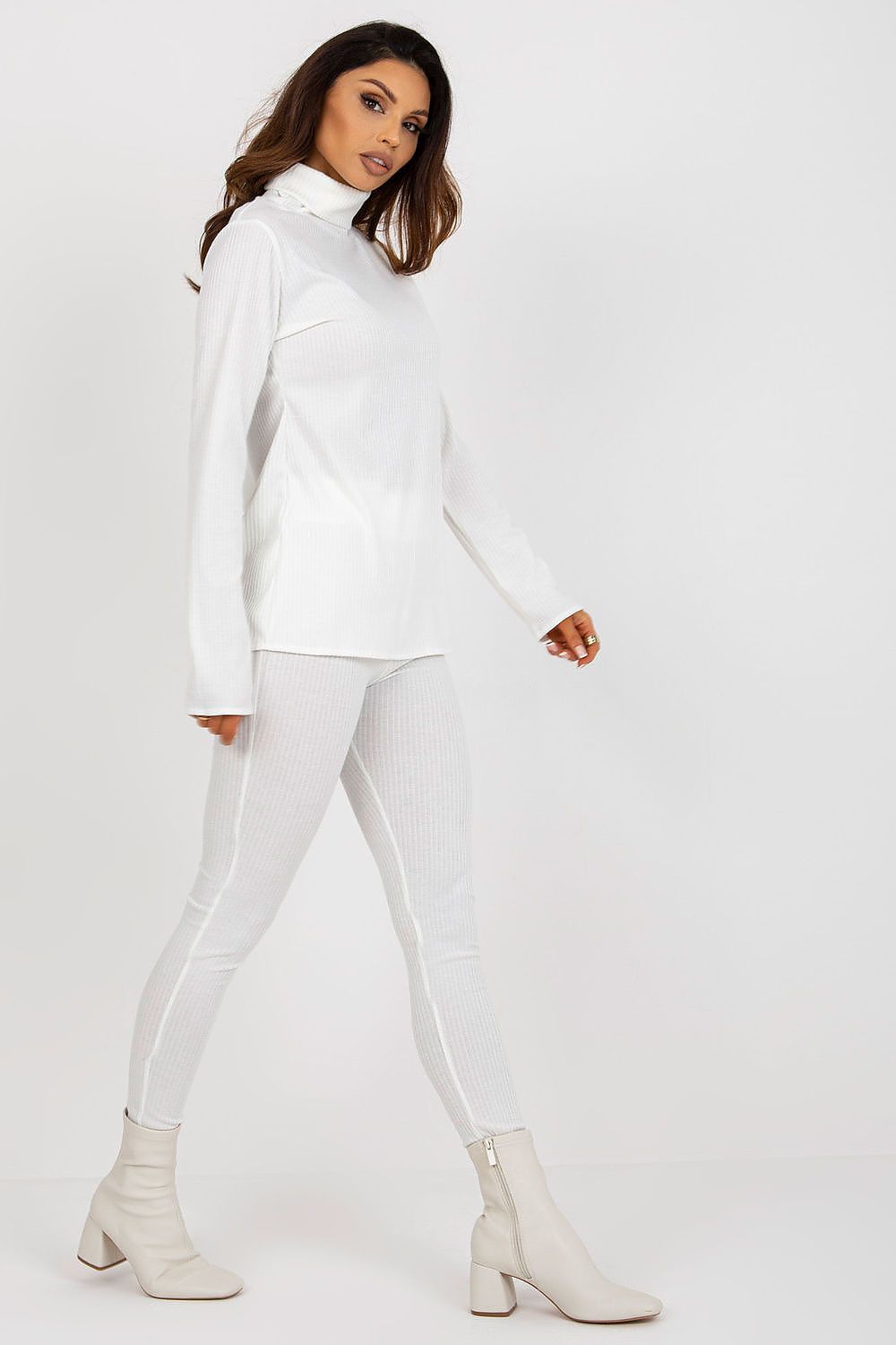 Ribbed Turtleneck Long Sleeve Blouse Lakerta