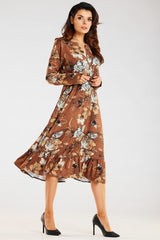 Flared Hem Midi Dress Awama