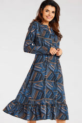 Flared Hem Midi Dress Awama