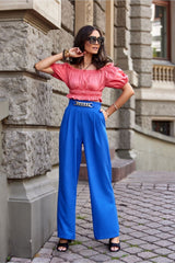 Loose-Fitting High Waist Bell-Bottom Trousers Roco Fashion