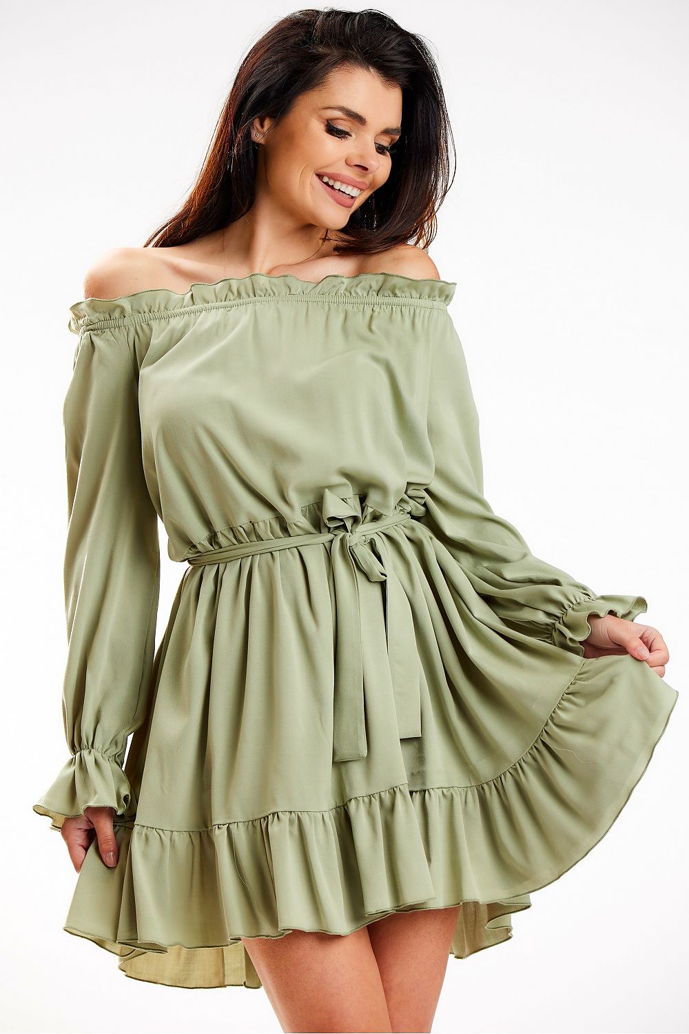 Airy Ruffled A-Line Dress Awama