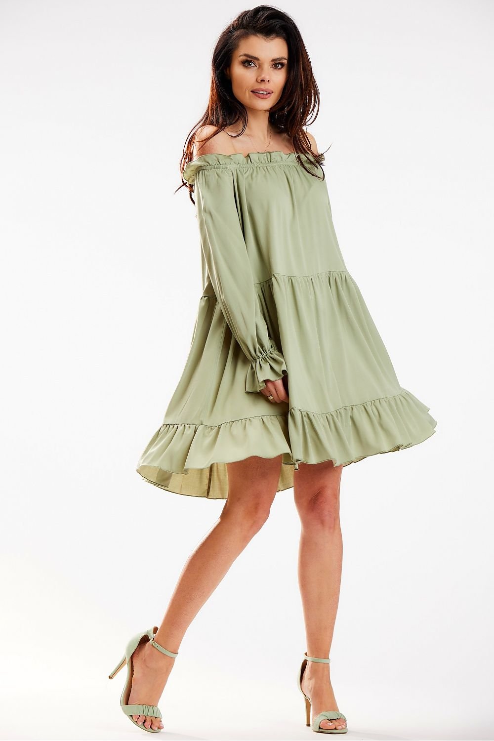 Airy Ruffled A-Line Dress Awama