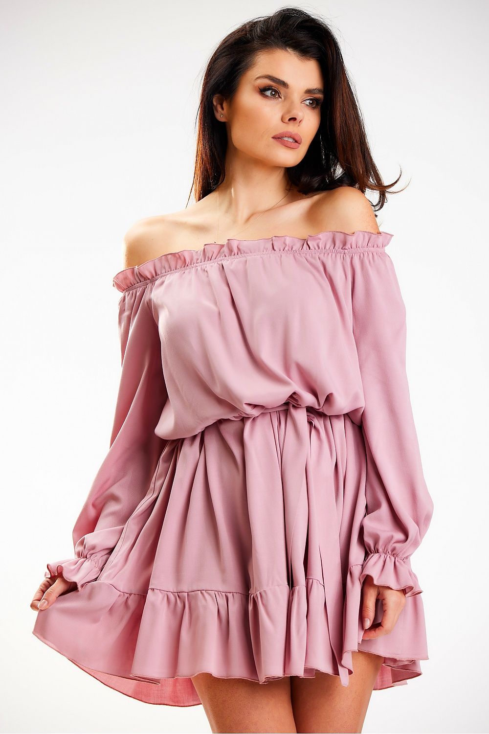 Airy Ruffled A-Line Dress Awama