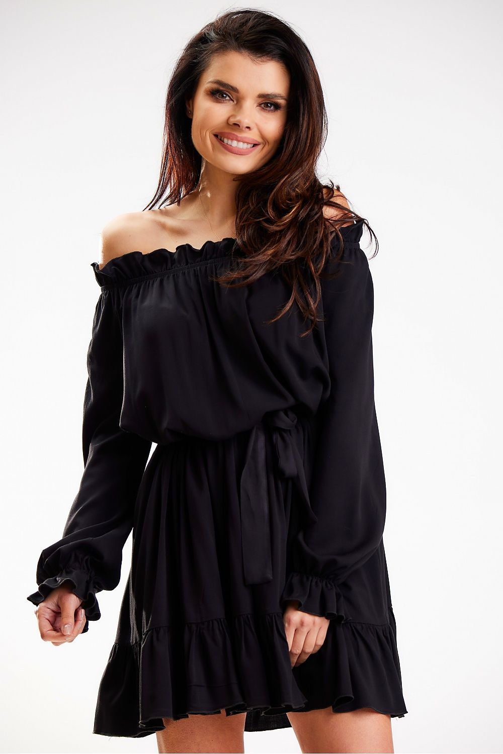 Airy Ruffled A-Line Dress Awama