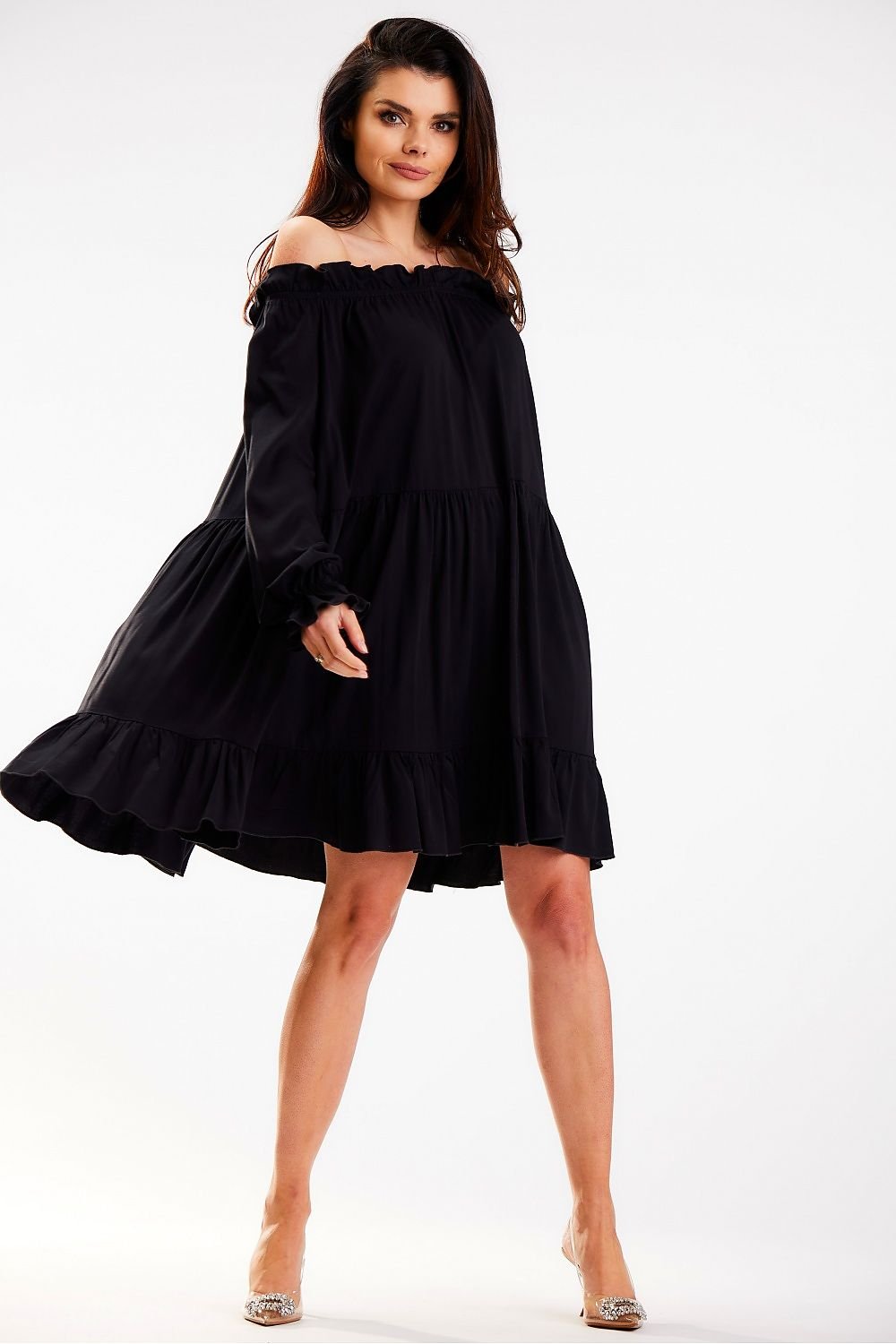 Airy Ruffled A-Line Dress Awama