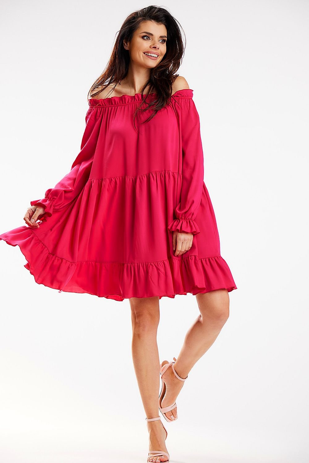 Airy Ruffled A-Line Dress Awama