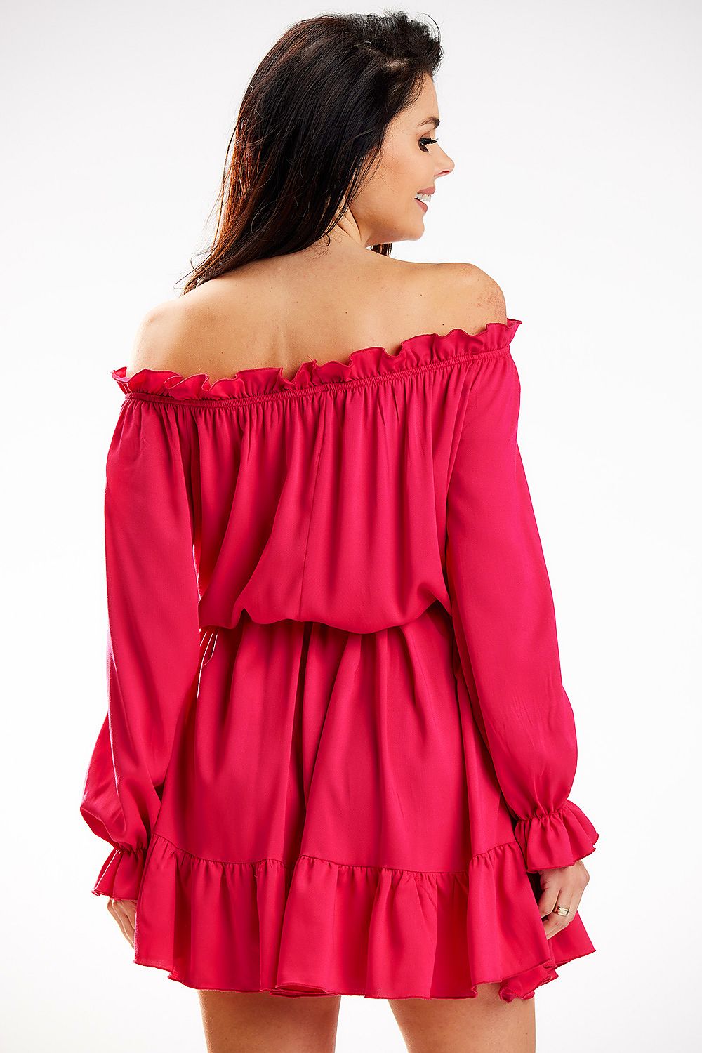 Airy Ruffled A-Line Dress Awama