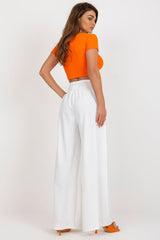 Casual Wide-Leg Fabric Trousers Italy Moda