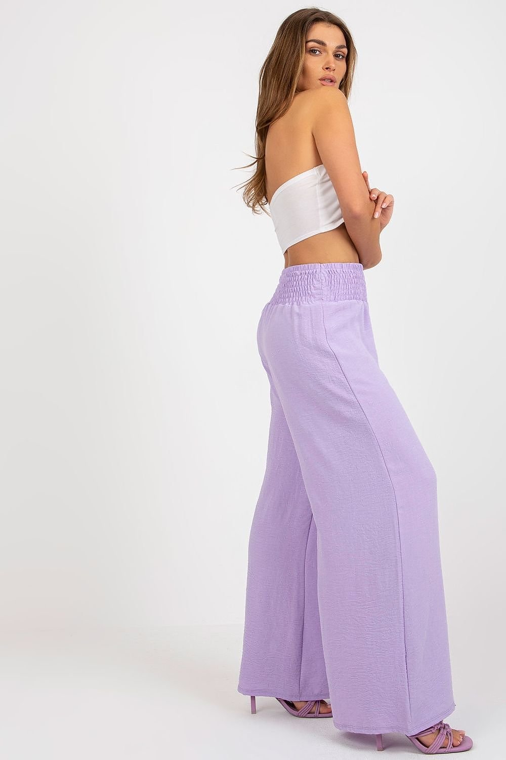 Casual Wide-Leg Fabric Trousers Italy Moda