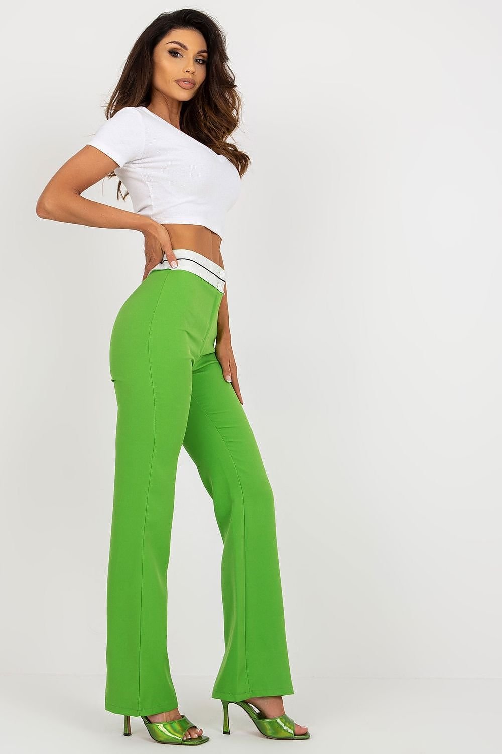 Straight Cut High-Waisted Trousers Italy Moda