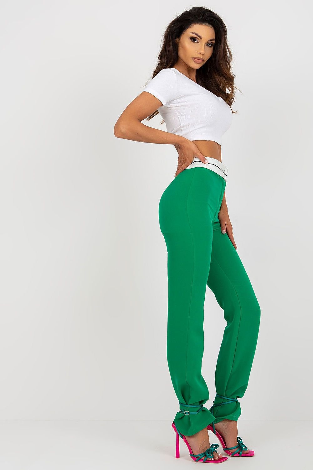 Straight Cut High-Waisted Trousers Italy Moda