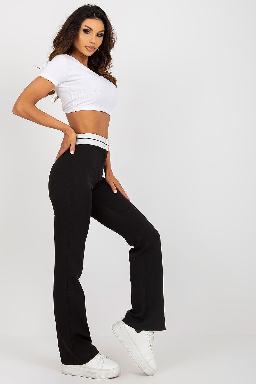 Straight Cut High-Waisted Trousers Italy Moda