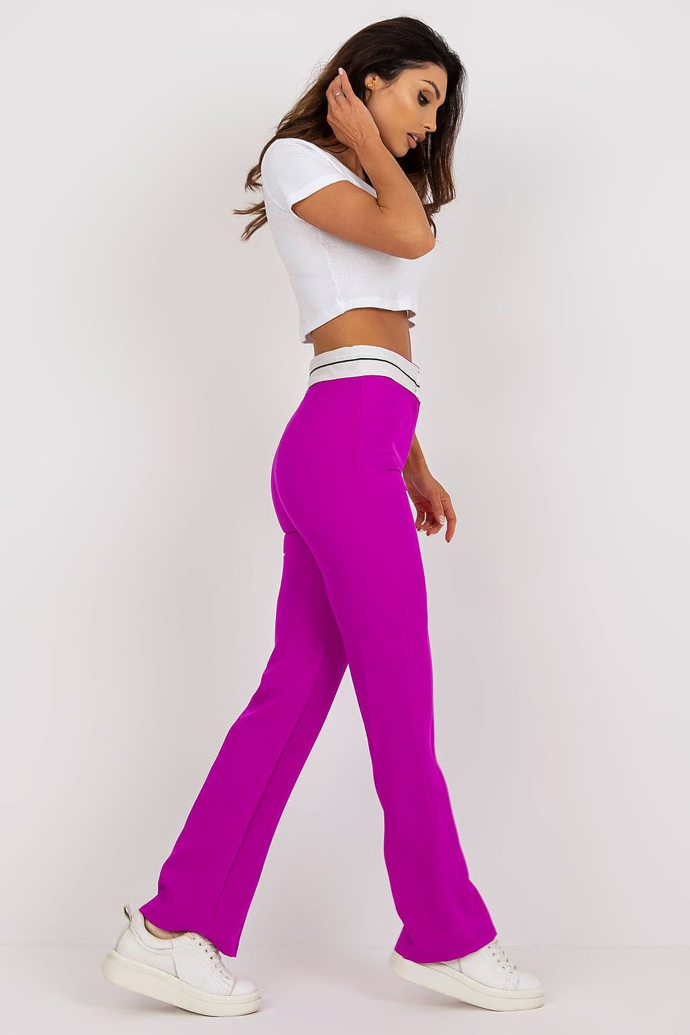 Straight Cut High-Waisted Trousers Italy Moda