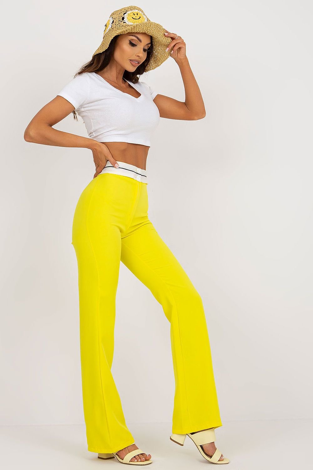 Straight Cut High-Waisted Trousers Italy Moda