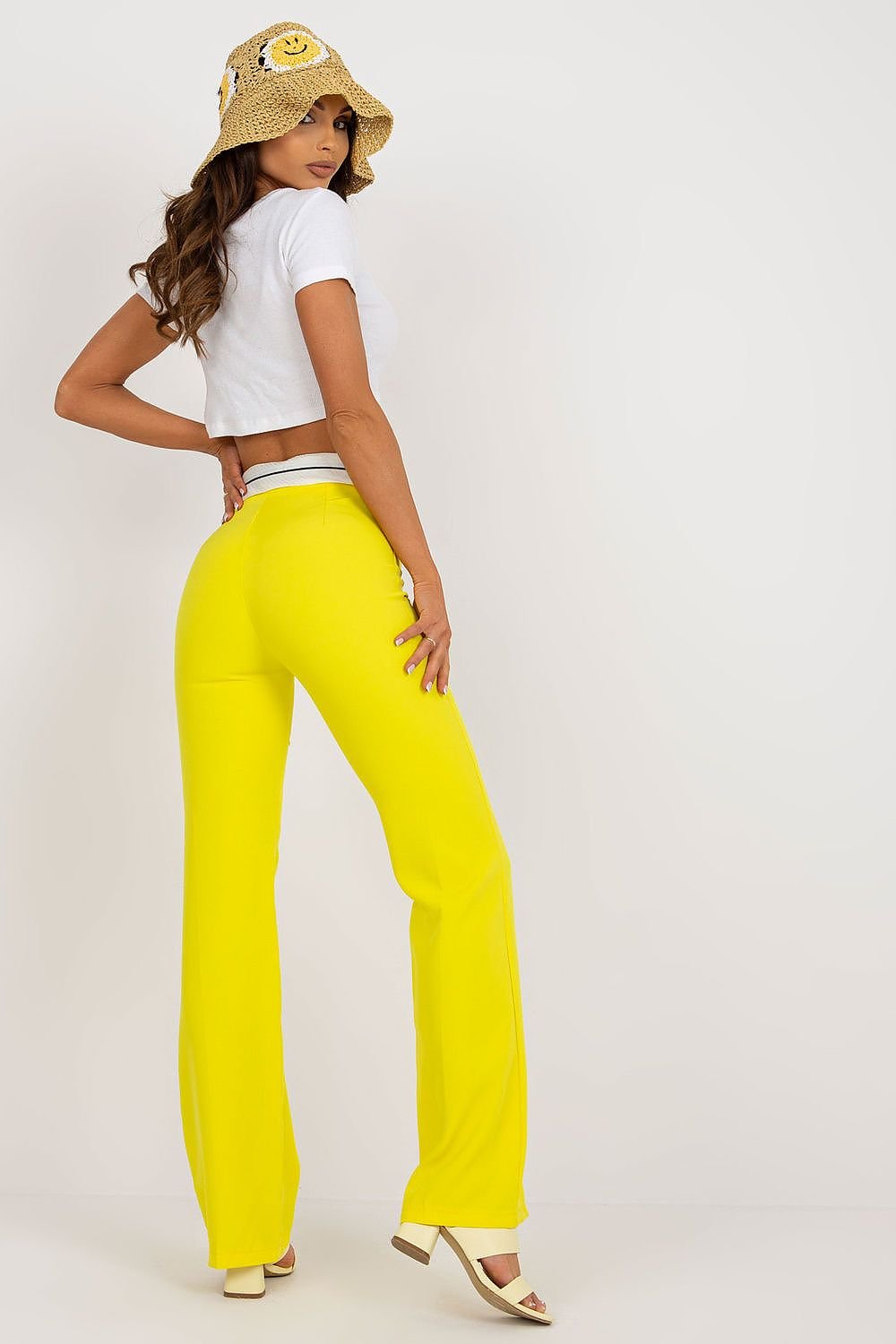 Straight Cut High-Waisted Trousers Italy Moda