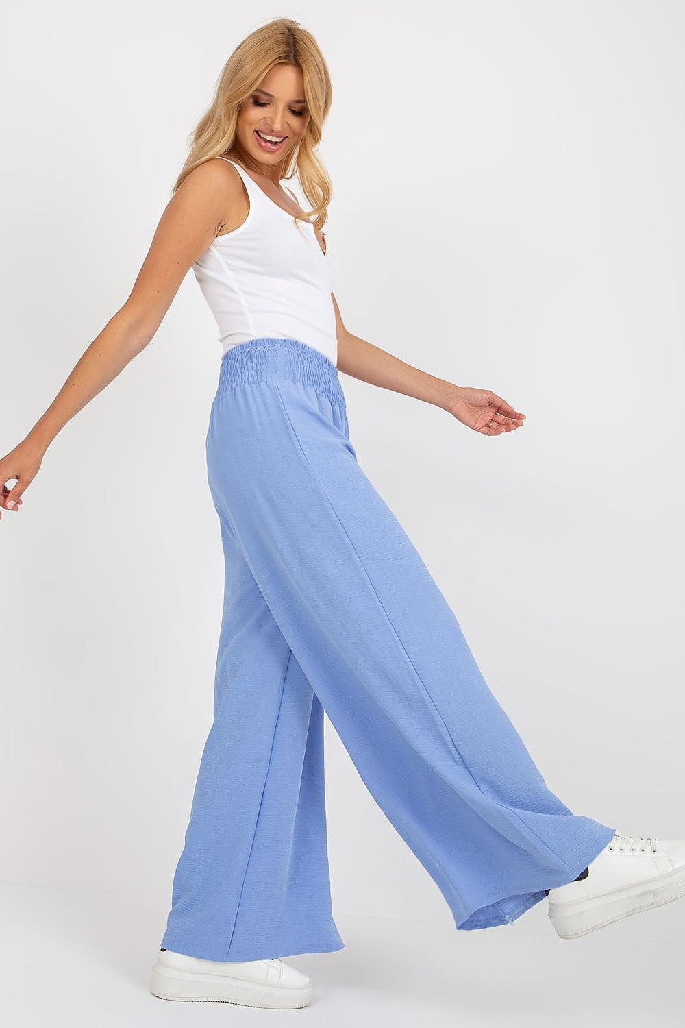 Casual Wide-Leg Fabric Trousers Italy Moda