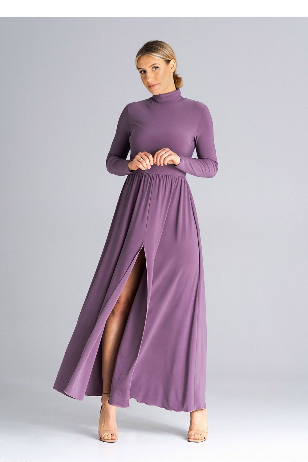 Fitted Maxi Dress With Turtleneck Figl