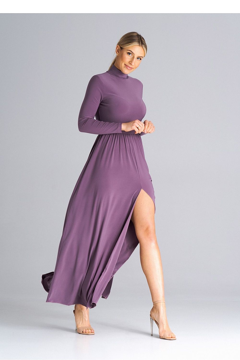 Fitted Maxi Dress With Turtleneck Figl