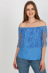 Spanish Style Lace Trimmed Summer Blouse