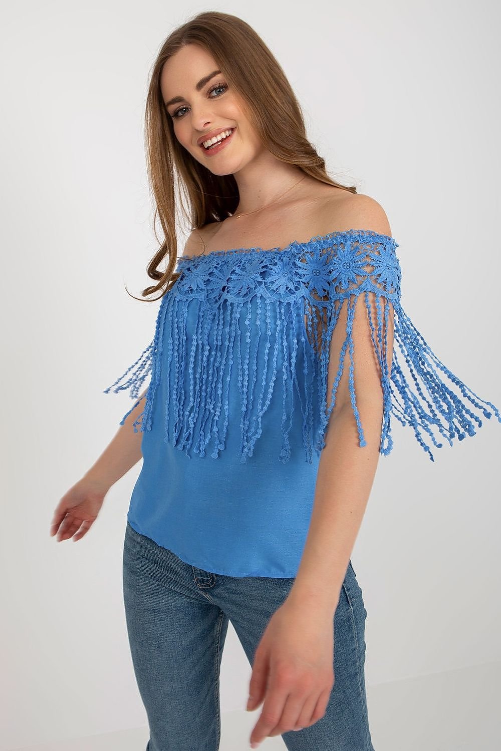 Spanish Style Lace Trimmed Summer Blouse