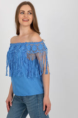 Spanish Style Lace Trimmed Summer Blouse