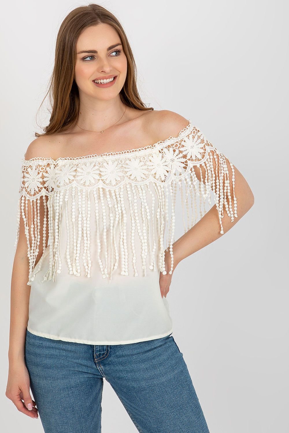 Spanish Style Lace Trimmed Summer Blouse