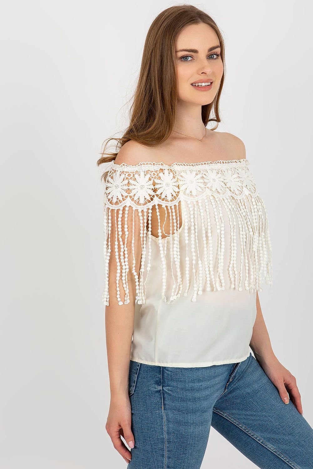 Spanish Style Lace Trimmed Summer Blouse