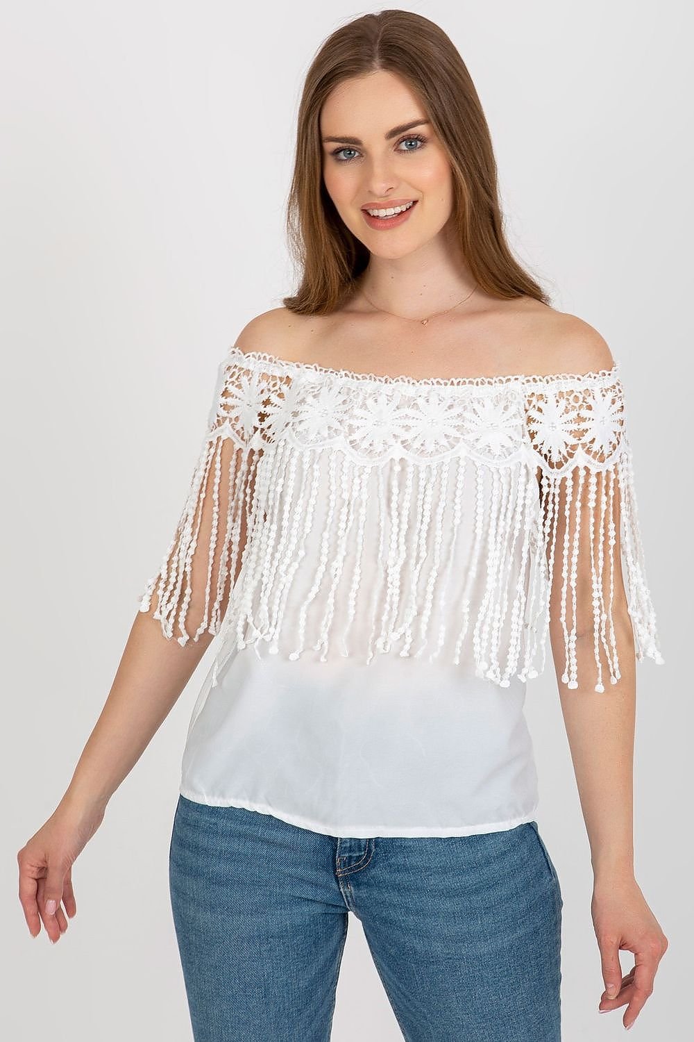 Spanish Style Lace Trimmed Summer Blouse