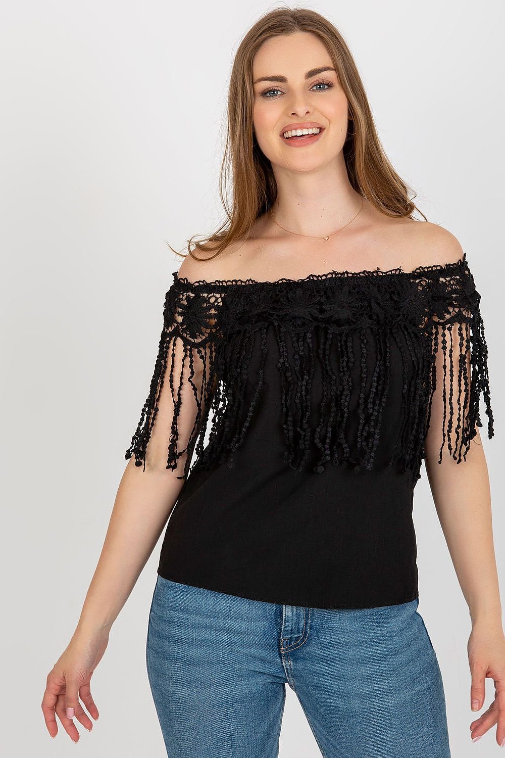 Spanish Style Lace Trimmed Summer Blouse